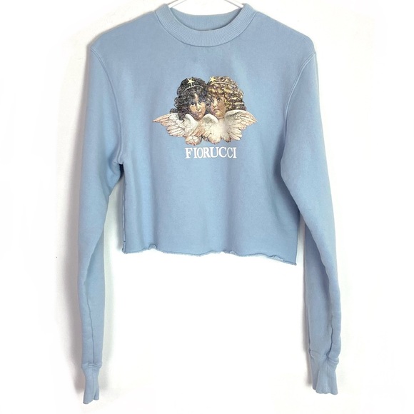 Fiorucci Tops - Fiorucci Angels Sweatshirt Baby Blue Cropped Pullover Top Womens Extra Small XS
